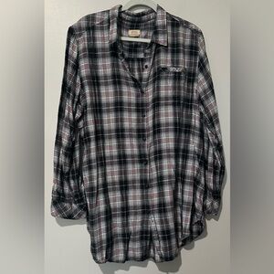 Boston Traders Black and Red Plaid Flannel Button Down Shirt Sz XXL